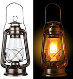 PACK OF 2 Vintage Rustic Accent Old Fashioned Electric Lantern Oil Lamp with Edison LED Bulb Bronze Rust Finish Dimmable Nightstand Desk Table Lamps for Antique Designer Light Study Room 12" Tall 6" D - Image 4