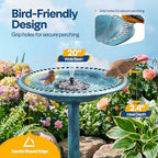 VIVOHOME Bird Bath with Solar Fountain for Outside, Pedestal, Blue - Image 4