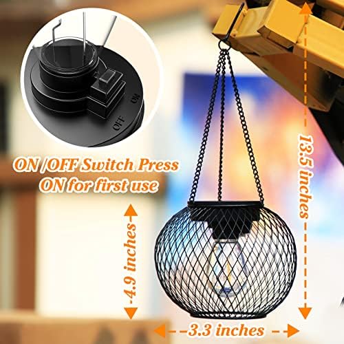 Solar Lantern Outdoor Waterproof,Hanging Solar Lights,4 Pack,Black - Image 5
