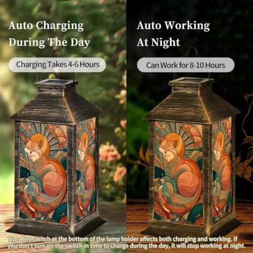 Solar Lantern Mid Century Modern Cat Outdoor Waterproof Garden Hanging Lantern Solar Powered Lighting Outside Solar Light for Patio Yard Camping, Gifts for Women Mom - Image 4