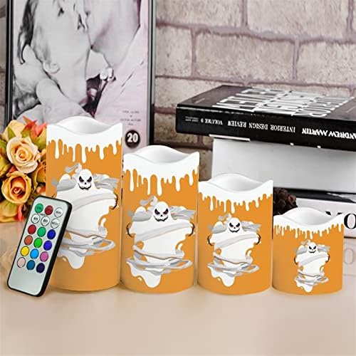 Halloween Flameless Candles Battery Operated LED Tealights Color Changing Candles Remote Control,Ghost - Image 4