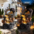 Wechoice 4-Tiers Cascading Rock Outdoor Water Fountain with LED Lights - Squirrel Outdoor Fountains and Waterfalls for Garden, Patio, Yard Deck Decor, Featuring Natural Stone Look, 30.1" Tall - Image 5