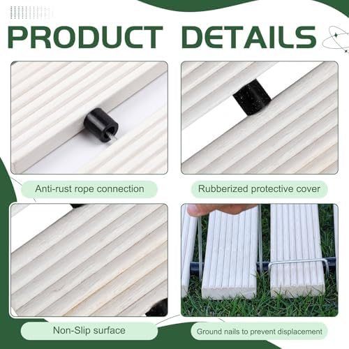 Landical 24ft Wooden Garden Pathway Walkway, Roll Out Outdoor Path,White - Image 3