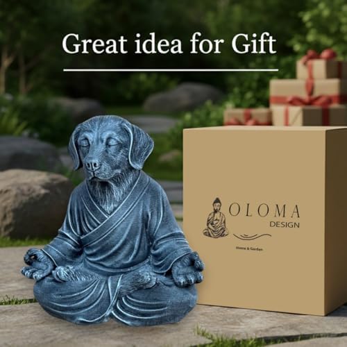 OLOMA Yoga Dog Sculpture Solid Concrete Stone Statue Weather Resistant Heavy Outdoor Indoor Garden Patio Decorative Accent for Tranquil Spaces - Image 4