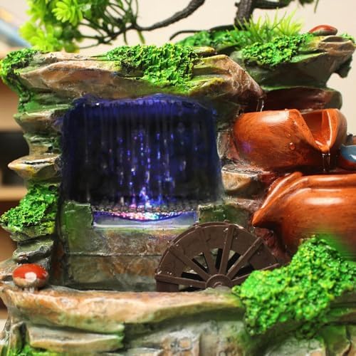 Resin Water Fountain Indoor Desktop Rockery Flowing Waterfall Ornaments Handmade - Image 4