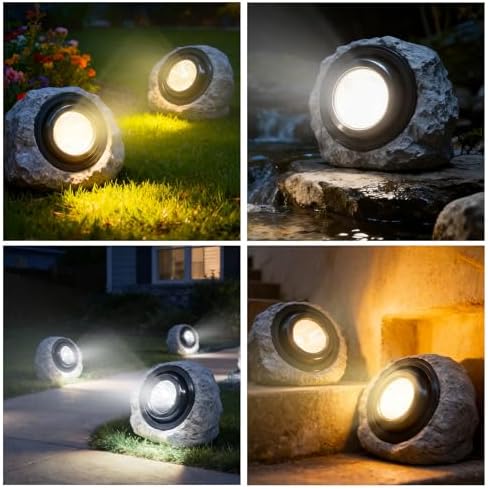 Solar Powered Rock Lights Outdoor- 2 Pack Super Bright Solar Spot Garden with 2 Lighting Modes, IP65 Waterproof Outdoor Decorative for Garden,Backyard, Roads, Yard, Patio Landscape,Sidewalks - Image 6