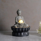 Kalona Tabletop Buddha Waterfall Fountain, Meditating Buddha Zen Fountain with LED Glass Orb, Relaxing Desk Water Feature for Home Office Decor(21127B) - Image 4
