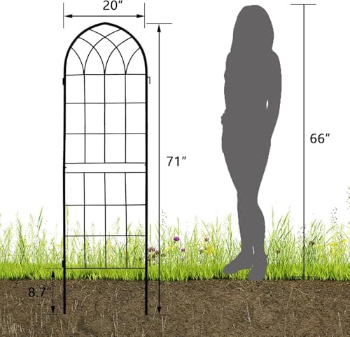 LZRS 71 x 80in Rustic Iron Arch Decoration Garden Trellis with Black Metal Coating – Perfect for Supporting Climbing Plants Outdoor, Roses, Vines, Flowers, and Vegetables. - Image 2