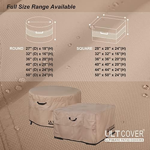 ULTCOVER Waterproof Square Patio Fire Pit Table Cover 28 inch - Image 3