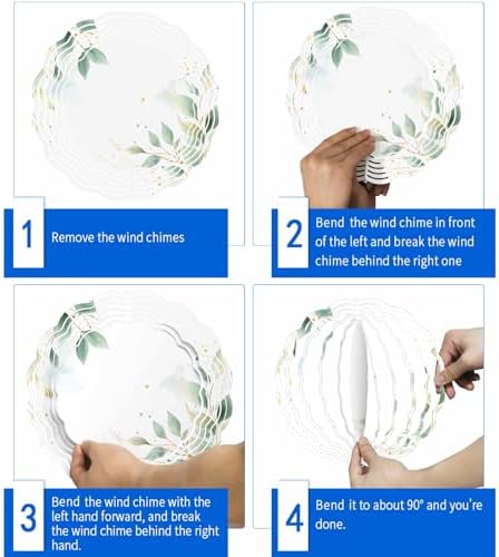 Wind Spinners for Yard Garden, Summer Green Botanical 3D Stainless Steel Round Hanging Spinners Indoor Outdoor Kinetic Yard Art,12 Inch, Watercolor Country Plant - Image 5
