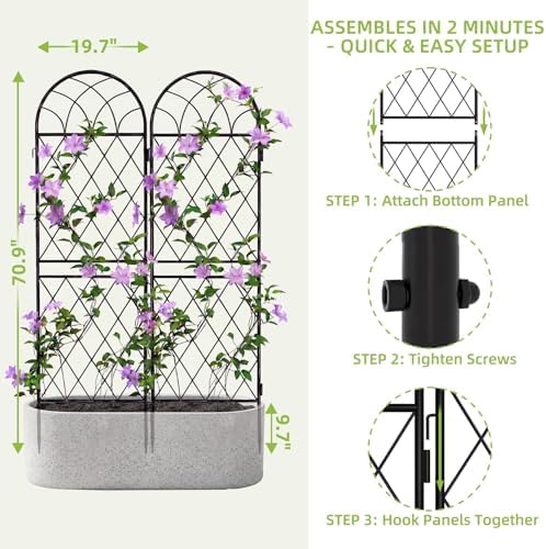 2 Pack 70.8" X 19.7" Metal Garden Trellis for Climbing Plants Outdoor - Rustproof Heavy Duty Arched Trellis - Decorative Rose Plant Support Trellis for Roses,Vines,Vegetables,Flowers,Black - Image 5