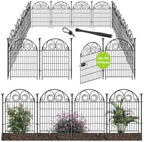 Getlay Dog Fence Outdoor for Yard, 32 Inch(H) 24 Panels Total Length 52.5 Ft(L) Pet Fence, Black Metal Animal Barrier Fencing，Reusable Decorative Fences for Garden │Patented by Getlaygardenfence