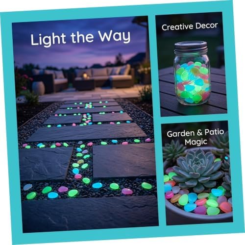 Resin Pebbles Easy to Use Glow-in-the-Dark 500pcs Recharge in Sunlight Luminous Stones Random Color for Outdoor Garden Decor for Pathways and Decorative Planters, Landscaping - Image 3