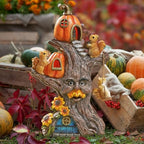 TERESA'S COLLECTIONS Fall Village Houses Outdoor Decor Solar Statue 11" - Image 3
