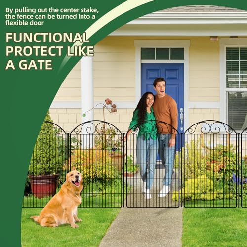 COLRASN 10 Panels No Dig Decorative Garden Dog Fence Outdoor for Yard, 48in(H) x 24.16ft(W) Tall Animal Barrier Fenceing Panels, Rustproof Ground Stakes Temporary Wire Screen for Patio - Image 5