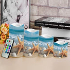Beach Shells Flameless Candle Set of 4 with Remote Control and Timer Battery Operated Candles Waterproof Flickering Realistic LED Candle Suitable for Outdoor Seaside Proposal - Image 4
