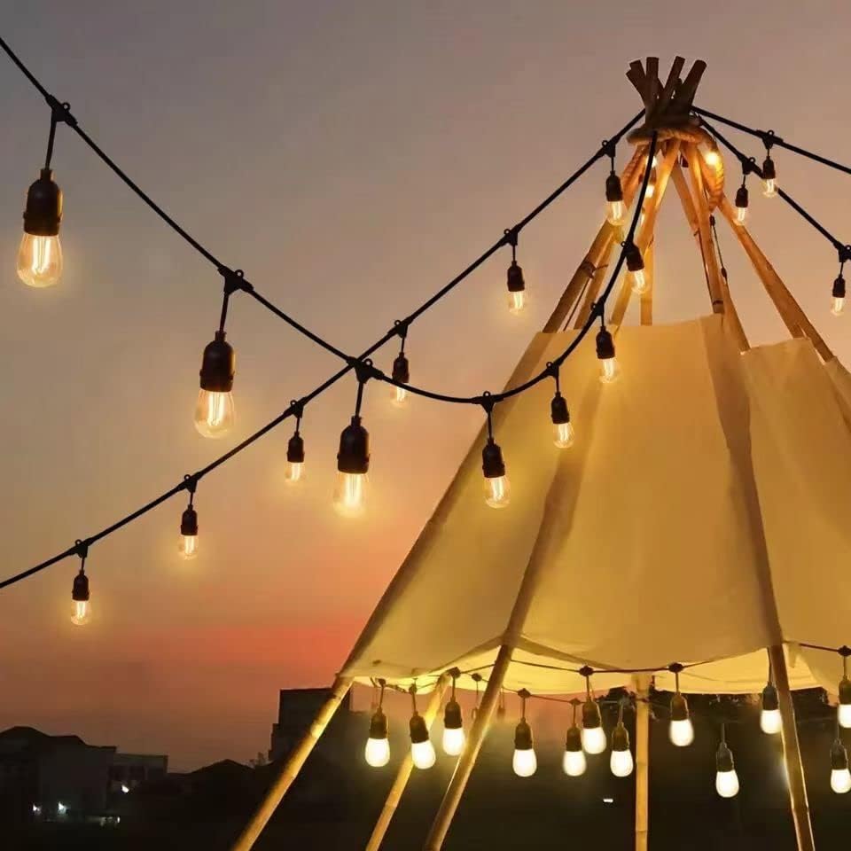 Outdoor String Lights LED 100FT Heavy-Duty Patio Lights String with 32 Dimmable Shatterproof Plastic Bulbs for Gazebo Pergola Bistro Lights Linkable - Image 5