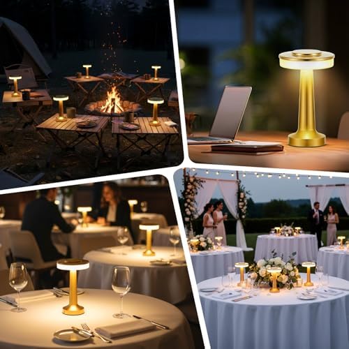 Riakrum 24 Pcs LED Cordless Table Lamp Bulk Rechargeable,Gold - Image 6