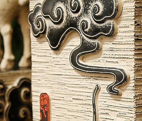 ARCVOX Home Garden Pedestal Stand Lotus Pattern, Synthetic Resin Asian Temple Pillar, Doorway Porch Plant Stand, Traditional Pillar Sculpture Statue (Color : Xiangyun, Size : Size L) - Image 4
