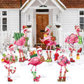 MorningRo 6 Pack Metal Christmas Flamingo Yard Decorations Sturdy Weatherproof Pink Flamingo Yard Stakes for Christmas Event Decoration Outdoor Yard Garden Holiday Winter Decor by MorningRo