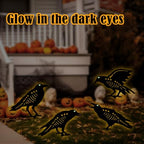 Outdoor Halloween Decor,4 Pack Metal Black Crow Garden Stakes & Glow Eyes - Image 2