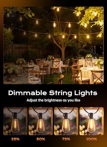 Minetom 77FT Outdoor String Lights with Remote, ST38 Patio Lights Dimmable - Image 2