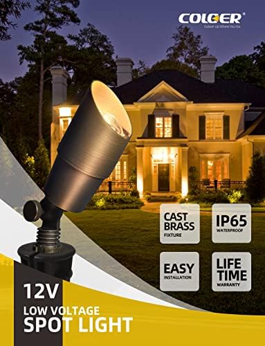 COLOER Solid Brass Landscape Spotlights 1 Pack with 5W MR16 (101B Bronze) - Image 2