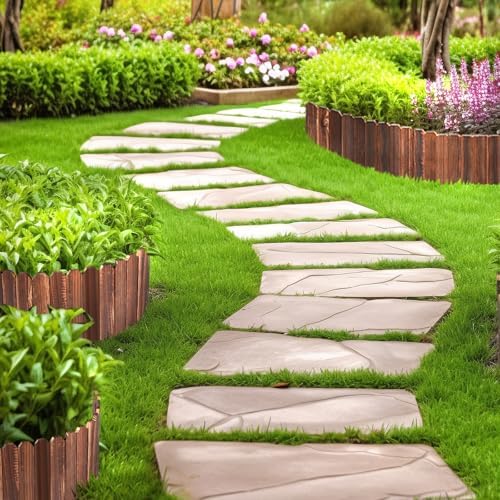 LINSHRY Wood Garden Edging Fence, Flower Bed Edging Borders, 8in H x 8ft L - Image 7