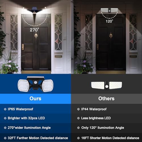 EMANER Motion Lights Solar Powered, Outdoor Flood Lights Stay On or Motion On/Off, Dusk to Dawn Security Solar Light, Covers up to 40ft Distance Landscape Spotlights for Garden Backyard Path, 8-Pack - Image 5