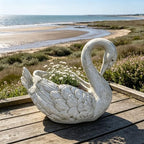 12.8" Vintage White Swan Planter, Resin Swan Flower Pot Statue, Weather Resistant Garden Planter for Front Porch, Yard, Patio, Lawn, Flower Bed & Outdoor Home Decor - Image 4