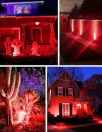 Halloween Red Landscape Lights Outdoor, 14 LED Landscape Lighting with US Plug, IP65 Waterproof Spotlights for Tree Yard Garden Pathway Christmas Decor 2 Pack - Image 6