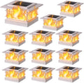 Dynaming 4x4 Solar Post Cap Lights Outdoor with Flickering Flame Light, 12 Pack White Shell Fence Post Solar Lights Fit Vinyl/Wooden Posts, Brightness LED Lighting Decor for Garden Deck Patio by Dynaming