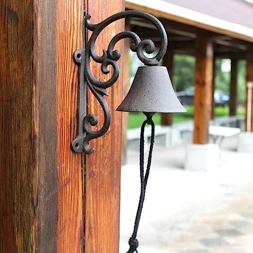 Cast Iron Doorbell Dinner Bell Retro Wall Mounted Hanging Door Bell, Antique Decorative Doorbell-Indoor Outdoor Manually Shaking Wall Mounted Medieval Rustic Door Bell - Image 3