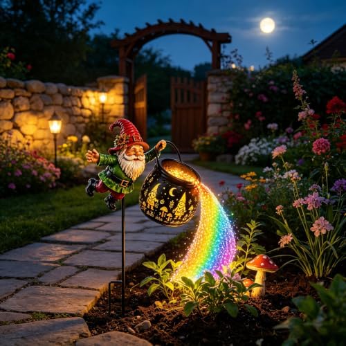 Magical Flying Gnome Cauldron Solar Garden Light Holiday Watering Can Light - Image 5