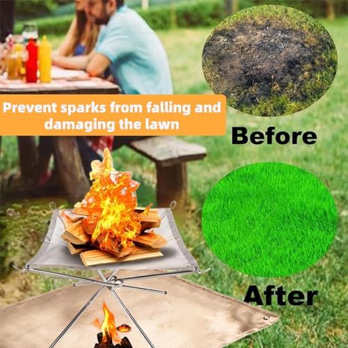 Portable Fire Pit for Camping,22 inch Outdoor Folding Fireplace with Heat Resistant Firepit Mat & Carrying Bag,Upgrade 304 Stainless Steel Mesh BBQ Fire Bowl for Picnics,Campfire,Backyard,Garden - Image 5