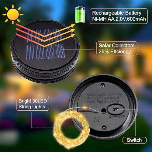 6 Pack Solar Light Replacement Top(Top 2.83 Inch, Bottom 2.91 Inch) - Image 3