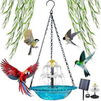 Solar Cascade Hanging Bird Bath Fountain, Metal Solar Powered Birdbath with Water Pump, Large Humming Birds Baths Fountains for Outdoor Garden Decor (Three-Tiered Fountain) by Unknown