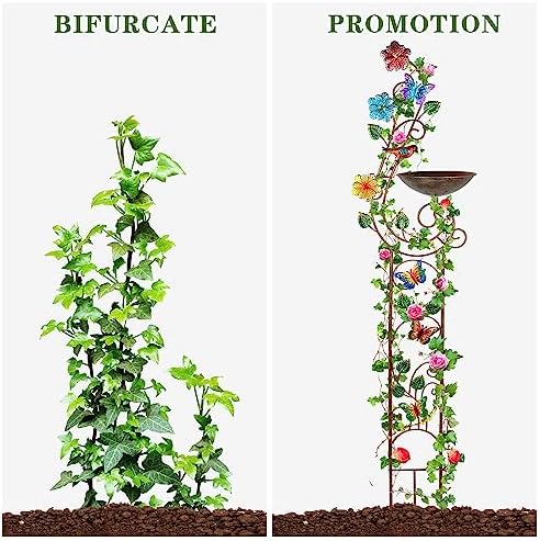 YADOOLIFE 57” Bird Bath with Garden Trellis for Climbing Plants Outdoor, Small Decorative Trellises Metal Birdbath Bird Baths, 1 Piece (Butterfly) - Image 2