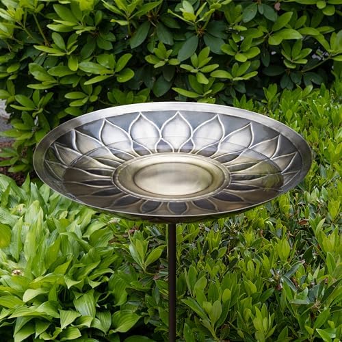 Achla Designs African Daisy Birdbath, Brass, with Stake - Image 5