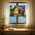 Chick Emerging from Nest in Spring Rectangular Stained Glass Suncatcher – Hanging Window Panel with Animal & Nature Scene – Vibrant Glass Art Gift for Wildlife, Fantasy, Nature Lovers vvIbID - Image 6