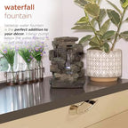Alpine Corporation 13" Tall Indoor Tabletop Water Fountain, 4 Tier Cascading Water Feature with LED Lights for Home, Office, Living Room, or Zen Decor, Gray - Image 4