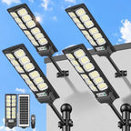 Solar Street Lights Outdoor, 6500K LED Solar Lights Outdoor Motion Sensor, Waterproof Dusk to Dawn Flood Light, Solar Powered Security Light Wide Angle for Yard Parking Lot Driveway (4 Pack) by Unknown