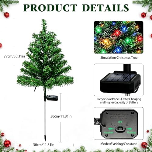 MRHEPHAESTUS Solar Christmas Decorations, 2 Pack Solar Christmas Tree Lights for Outdoor Xmas Yard Garden Decor - Image 2