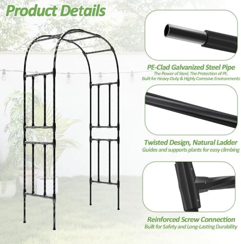 Thickened Metal Garden Arch-59L*94.5H,Trellis for Climbing Plants Outdoor - Image 2