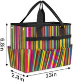 Mexican Stripes Garden Tool Bag, Garden Tote Storage Bag with 10 Pockets, Indoor and Outdoor Colorful Vertical Line Gardening Tool Organizer for Women Men - Image 3