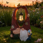 Couple Gnome Figurine with Solar Lantern Gnome Lamp Decor Garden Statue Outside Outdoor Yard Housewarming Gifts for Mom Women Grandma Valentine's Day Anniversary by Unknown