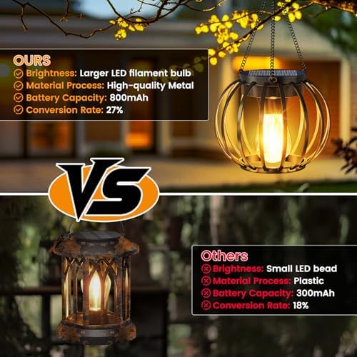 Solar Lanterns Outdoor Waterproof Metal Solar Hanging Lantern, 4Pack - Image 5