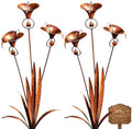 2026 Flamed Copper Three Calla Lilies Garden Stake with Bells, Handmade Metal Flower Rain Catcher Art Decor, Weatherproof Outdoor Yard Sculpture for Lawn, Patio and Pathway Decoration by Unknown