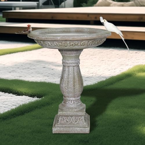 SKYFIRE 20”Dia.X 23.8”Tall Outdoor Birdbath with Pedestal - Modern Garden Birdbaths Outdoor Decor for Bird Spa & Birdfeeder, Floor Bird Baths for Garden Patio, Yard, Lawn - Image 2