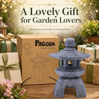 Qeeman Solar Pagoda Garden Statues Decor: Resin 10.4In Zen Sculpture - Image 2